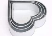 Heart Shape Galvanized Steel Made Cake Mold Set- 4 Pieces/Set