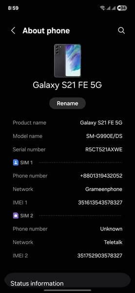 Samsung Galaxy S21 FE 5G For Sale in Narayanganj