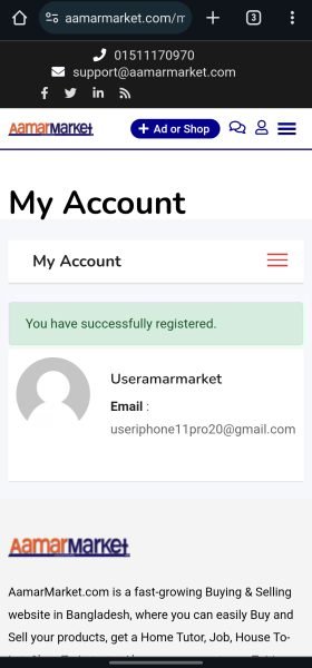 You have successfully registered এই লেখা আসবে। এখন আপনার একাউন্ট খোলা হয়েছে।